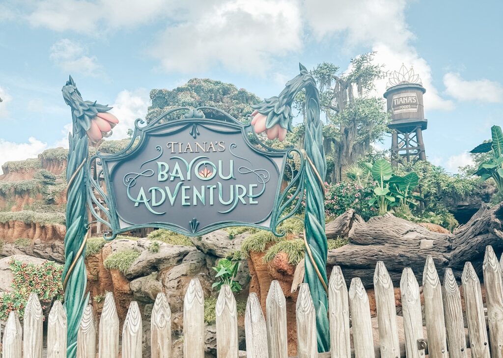 Tiana's Bayou Adventure Sign at Magic Kingdom