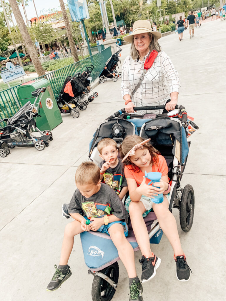 Grandma pushing stroller